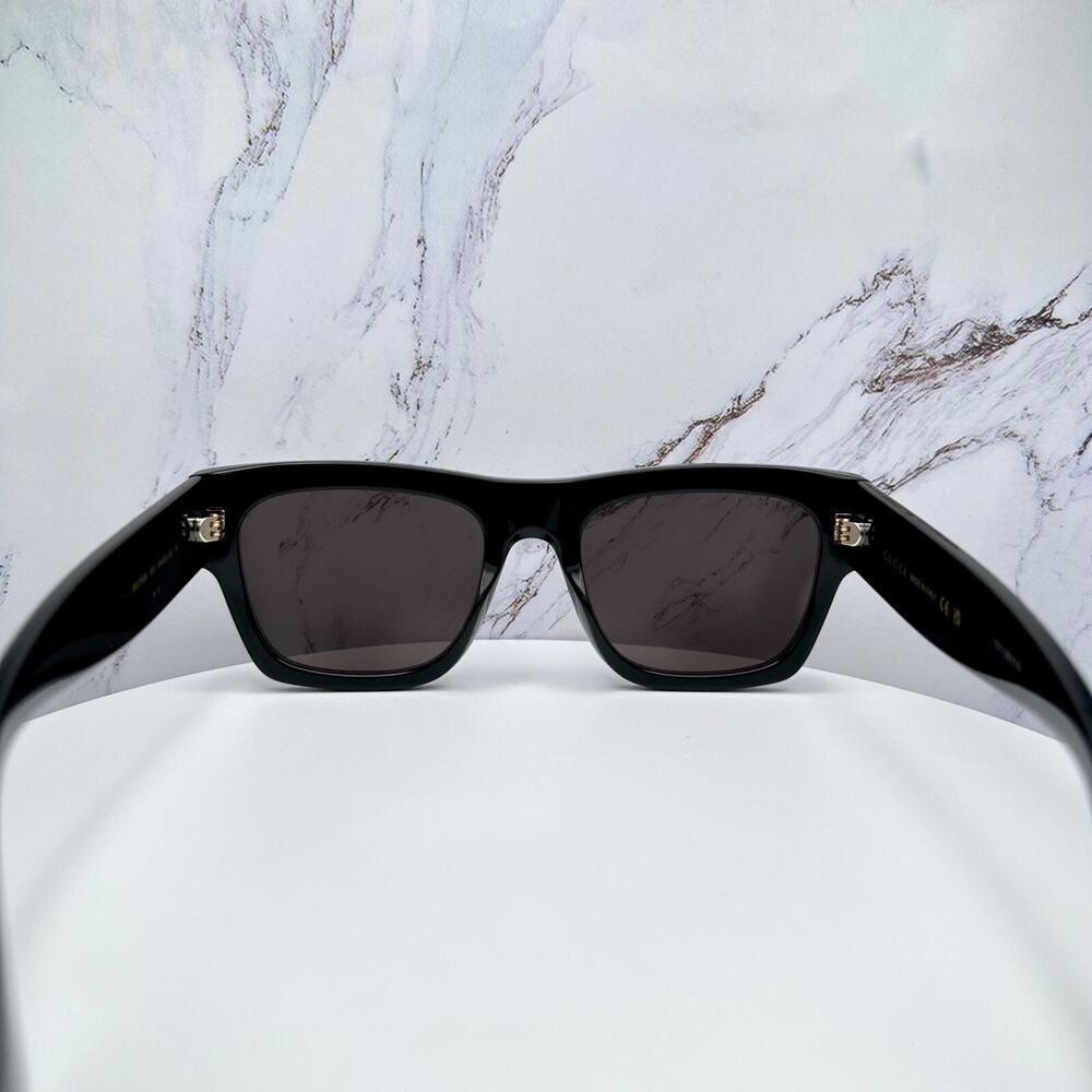 CLASSY New GUCCI Sunglasses Black 54mm Square Gold Letter Logo Italy - Picture 12 of 16